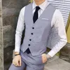 Kamizelki męskie kamizelki męskie Surmeed Slim-Fit Poliester Men Mode Formal Vest Slims Fit Business Smart Casual Blazer Coat 230519