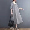 새로운 여름 출산 드레스 여성 캐주얼 격자 무늬 대형 드레스 임산부 드레스