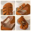 Sandálias infantis de cortiça Gladiator Sandals Summer Boys Casual Sandals Princess Girls Suede Roma Sapatos Kids Sapateiros de praia Sapateiros 2023 AA230518