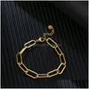 Ketting mode eenvoudige retro geometrische bamboe paperclip roestvrij staal gouden armband druppel levering sieraden armbanden dhgarden dh3tq