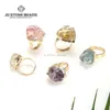 Paar ringen edelsteen fabriek Natuurlijk rauw roze kristal amethist citrine ite Resizable Ring Energy sieraden voor vrouwen 230519