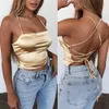 Kobiety z czołgów damskich Camis Wysokiej jakości 2020 Nowy moda Kobiety seksowne styl Satynowy jedwabny backless kamizelka bluzka bluzka Tops Strappy Summer Beach Cami Tank P230519