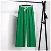 Capris Summer New Wide Leg Pants 150kg 8xl 7xl 6xlファッションレディース薄いハイウエストルーズソリッドカラーストレートカジュアルパンツ