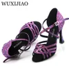 Танцевальная обувь Wuxi Женская фиолетовая латинская танцевальная обувь танце
