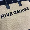 top quality Rive Gauche Womens tote Clutch Bag luxurys canvas nylon handbag pochette Shoulder Bag Designer mens Raffias Black straw weave travel Cross Body bags