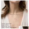 Pendant Necklaces Visunion 316L Stainless Steel Necklace Moon Horn Crescent Choker Minimalist Rose Gold Sier Color Chain Charm Drop Dhpbr