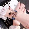 Armbanduhren Ms. DZG Uhren Quadratisches Diamant-Roségoldgehäuse Koreanische Version des großen digitalen Zifferblatts Douyin mit einer trendigen Damenuhr