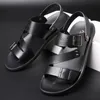 Mäns färg kortfattade pu Men Summer Leather Solid Common Comfort Open Toe Sandaler Soft Beach Footwear Male Shoes 230518 59