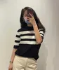 C 2023 Spring New Casual Loose Standard Fit Round Neck Short Sleeve Knitwear Women's Top Bottom Shirt