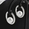 Stud Earrings Circle Micro-inlaid Zircon Pearl Personality Wild Ol Style Time For Work Party Jewelry Gift