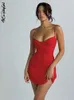 Basis Casual jurken Red Dress Banden mini -jurk zwarte jurk mouwloze korte jurken sexy outfits streetwear zomer bodycon jurken vestidos 230519