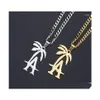 Pendant Necklaces Hip Hop West Coast Rapper La Palm Tree Titanium Steel Necklace Cool Beach Coconut Cuban Chain Jewelry Morr22 Drop Dhe3U