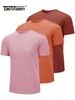 Homens camisetas TACVASEN 3 pacotes camisetas de verão Mens tripulação pescoço camisas de manga curta 3 peças / lote absorção de umidade rápida secagem casual camisetas ginásio tops 230519