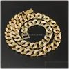 Łańcuchy 15 mm Hip Hop Bling Super Flash Cuban Chain Dominer Naszyjnik męski biżuteria