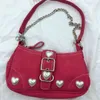 Waist Bags Xiuya Harajuku Vintage Female Shoulder Bag Rose Red Heart Japanese Goth Lolita Handbags Mobile Phone Pouch Purse 23519