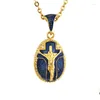 Pendant Necklaces Yaffil Necklace Women Jewelry Handmade Gold Plating Jesus Cross Pattern Vintage Egg Charms Crystal 2022 Drop Deliv Dhcre