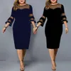 Kleider Partykleid Plus Size Damen Midi Pailletten Mesh Langarm Spitze Elegant Bodycon XL4XL 5XL Abendkleider Frau Sommer Hot Sale