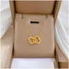 Pendant Necklaces 316L Stainless Steel Simple Doubleheart Titanium Nonfading Trend Necklace Colar Feminino Ouro Chain Drop Delivery Dh9Sf