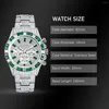 Montres-bracelets Moissanite lunette pour montre bijoux vert hommes plein glacé diamant luxe Style Hip Hop montres chronographe horloge