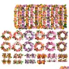 Dekoratif Çiçek Çelenkleri Hawaiian Yapay Çelenk Kolyeleri Leis Dance Garlands Party Favors Malzemeleri Malzemeler Damla Deliv Dh3wj