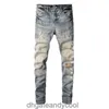 stampa Denim Amirres Jeans Designer Pantaloni Uomo Pantaloni di marca di moda vernice graffiti fori tagliati con coltello per realizzare vecchi jeans stretch slim high street uomo 3UAQ