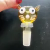 Tigela de gato de gato de gato fofo 14 mm de vidro macho com espessura a água de água para pirex colorido de abacaxi dourado fumando tigelas de vidro
