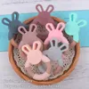 Baby Teethers Toys BPA Free Silicone Teether Cartoon Rabbit Wooden Ring born Handhold Teething Rodent Molar Play Gym Educational Toy 230518