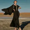 Roupas étnicas abayas muçulmanos para mulheres capa preto longa saia dubai moda moda do leste de praia de praia manto marroquino