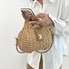 Midjesäckar Fashion Wicker Rattan Bag Woven Women Handväskor Summer Travel Beach Bali Straw Axla Crossbody för 2023 Clutch 23519