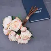 Decorative Flowers Wholesale10 Head Bundle Burnt Smoke Edge Peony Fake Flower European Artificial Bouquet