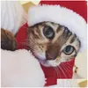 Kostiumy kotów Wesołych Świąt Pet Hats Puppy Santa Hat Zestaw Zestaw Kitty Winter Warm Naszyjnik Małe zwierzaki Chritsmas Kostka Drop Gelive Dh169