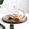 Plates Acacia Wood Cake Display Dish Bread Plate With Lid Dessert Table Tray Acrylic Plexiglass Storage