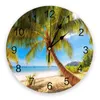 Настенные часы Palm Tree Beach Cloud Cloud Clock Home Decroom спальня тихий цифровой для детских номеров