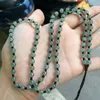 Colares Personalizados Natural Myanmar Jade 45mm Beads Handmade Tie Pingente Colar Corda Genuína Verde Jadeite Corda Cadeia Jade Jóias