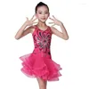 Stage Wear Kids Girl Dance Dresses Sequins Mesh Fluffy Children's Dancing Costumes Kid Latin Modern Performance Clothing