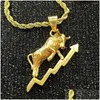 Pendant Necklaces Bl Head Punk Animal Horn Mens Gold Color Market Necklace High Quality Jewelry Gift Drop Delivery Pendants Dhetd