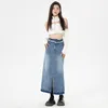 Jupes Denim Jean Pour Femmes Midi Jupe D'été Coréenne Vintage Y2K Streetwear Taille Haute Longue Femme