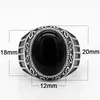 Cluster Rings Pure 925 Sterling Silver Men Ring With Natural Black Agate Stone Thai Design For Turkish Handmade Jewelry Gift