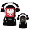 T-shirt męski T-shirt do męskiej flagi 3D Polska Graphic Print Shirt Fashion Ogabersie krótkie rękawie