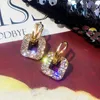 Stud-oorbellen Compact delicate vierkante legering oorbuien mozaïek volledige semi-valse stenen voortreffelijke mode prachtige sieraden geschenkenstud
