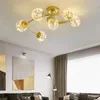 Lampadari Spin Gold Gypsophila LED Art Lampadario Plafoniera per soggiorno Camera da letto Cucina Appendiabiti Illuminazione interna Decorazione