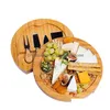 Other Kitchen Tools Bamboo Cheese Board And Knife Set Round Charcuterie Boards Swivel Meat Platter Holiday Housewarming Gift Drop De Dhnvl