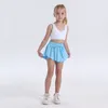 lu Pantaloncini da yoga per bambini Completi Abbigliamento sportivo a vita alta con tasche Abbigliamento fitness Pantaloni corti Ragazze che corrono Elastico Prevenire Guardaroba Culotte Fodera a due piani