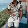 Męskie dresy męskie Summer Polo Shirt 2 sztuki Hawaje dresowe swobodny kombinezon biznesowy moda puszka kołnierz zamek błyskawiczny