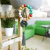 Keychains VEDAWAS 2023 Correntes de pulseira de bola de chaleira para mulheres Boho Pu Couro colorido Big Ow Rings Presentes de joalheria