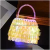 Party Favor Nouveau Cadeau De Noël Sac Lumineux Pour Enfants Cosmétique Sac À Main Princesse Mode Fille Jouer Maison Jouet Sacs De Rangement Xmas Drop D Dhgbd