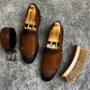 Loafers brun klänning 3efeb svart pu andningsbara dubbla spänne munkmokassiner cuir häll hommes män skor 230518