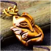 Pendant Necklaces Joursneige Natural Yellow Tiger Eyes Stone Necklace Lucky Evil Spirits For Women Men Rope Chain Fashion Jewelry Dr Dheqx