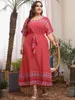 Grande taille robes mode été tenue décontractée femme à manches courtes rétro impression Vintage 4XL 5XL taille femmes vêtements 230518