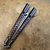 Theone Balisong REP Round Dot Fire Burn Pattern Titanium Handle Channel Butterfly Training Trainer Knife Bushing Jilt Swing EDC Knife Hom Squid Nautilus Sea Monster